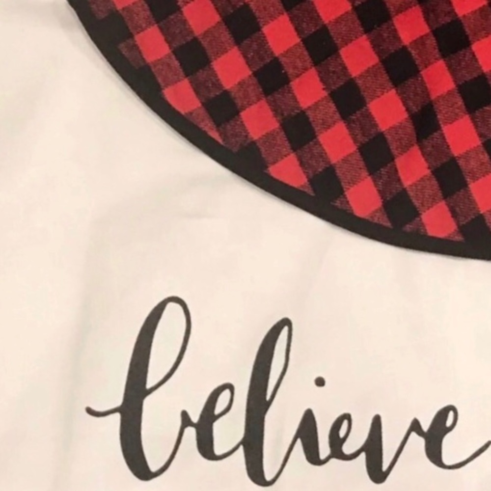 Farmhouse Buffalo Plaid believe Tree Skirt Reverse